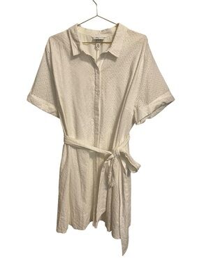 Lisa Marie Fernandez Target White Eyelet Shirt Dress 3X Plus Size Cotton Mini
